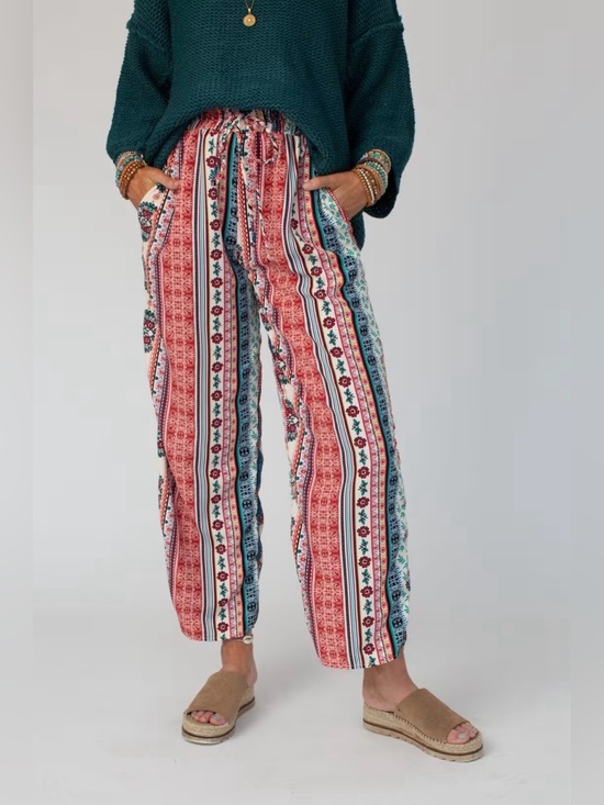 Three Bird Nest Pants - Three Bird Nest Staycation Wide Leg Drawstring Boho Pants Red Clay XL NWT